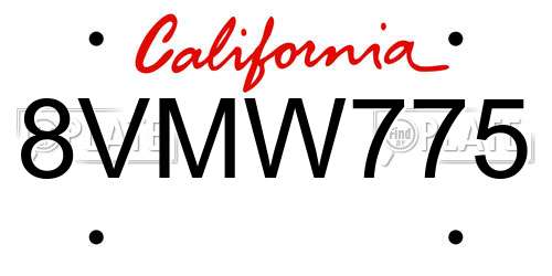 8VMW775 California License Plate