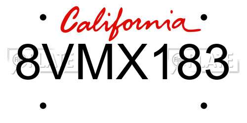 8VMX183 California License Plate