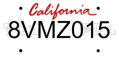 8VMZ015 California License Plate