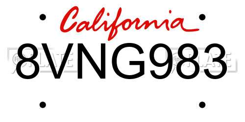 8VNG983 California License Plate