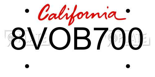 8VOB700 California License Plate