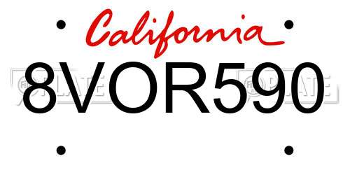 8VOR590 California License Plate