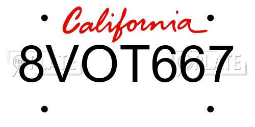 8VOT667 California License Plate