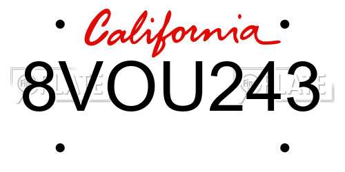 8VOU243 California License Plate