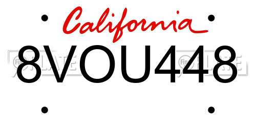 8VOU448 California License Plate