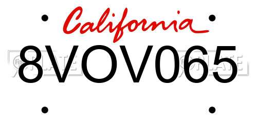 8VOV065 California License Plate