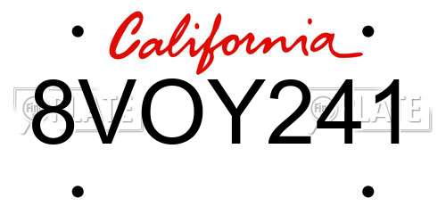 8VOY241 California License Plate
