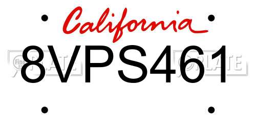 8VPS461 California License Plate
