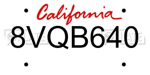 8VQB640 California License Plate