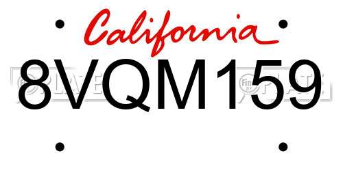 8VQM159 California License Plate