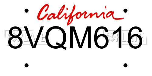 8VQM616 California License Plate