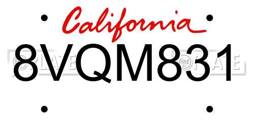 8VQM831 California License Plate