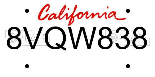 8VQW838 California License Plate