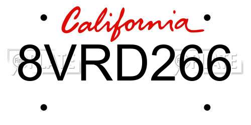 8VRD266 California License Plate