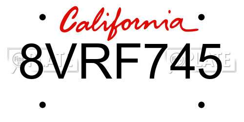 8VRF745 California License Plate