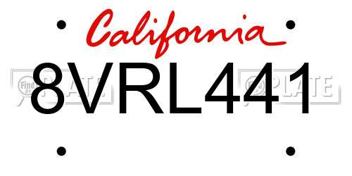 8VRL441 California License Plate