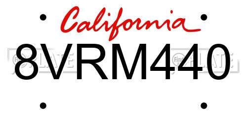 8VRM440 California License Plate