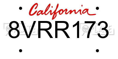 8VRR173 California License Plate