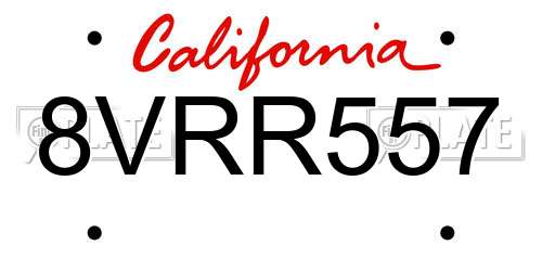 8VRR557 California License Plate