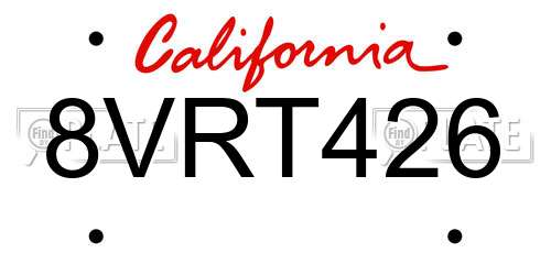 8VRT426 California License Plate