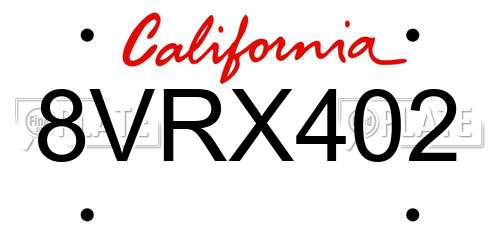 8VRX402 California License Plate