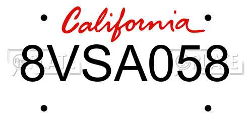 8VSA058 California License Plate