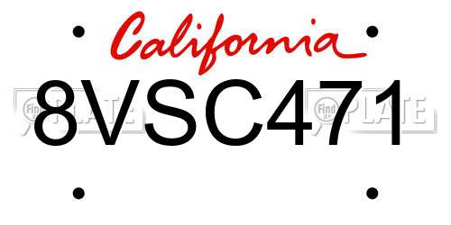 8VSC471 California License Plate