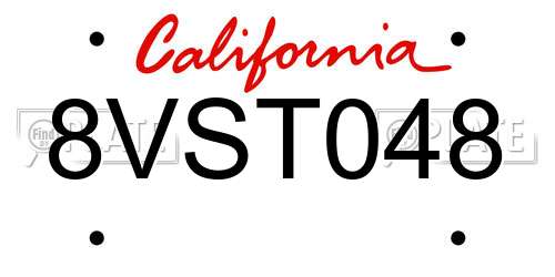 8VST048 California License Plate