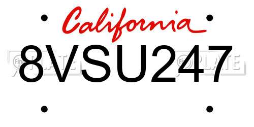 8VSU247 California License Plate
