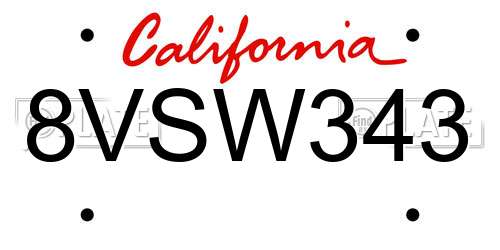 8VSW343 California License Plate