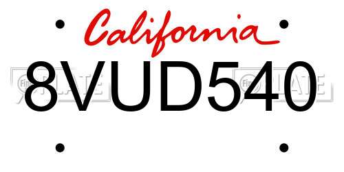 8VUD540 California License Plate