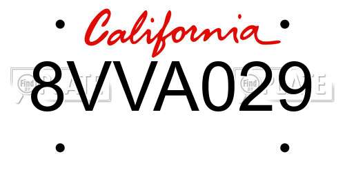 8VVA029 California License Plate