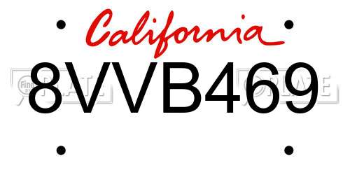 8VVB469 California License Plate