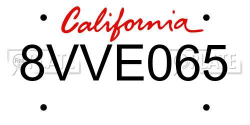 8VVE065 California License Plate