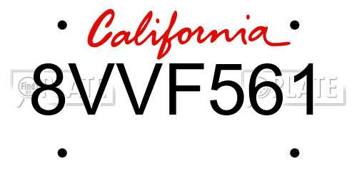 8VVF561 California License Plate