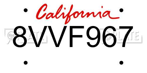 8VVF967 California License Plate
