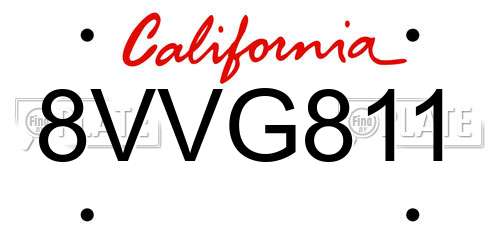 8VVG811 California License Plate