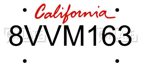 8VVM163 California License Plate
