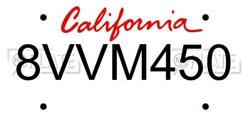 8VVM450 California License Plate