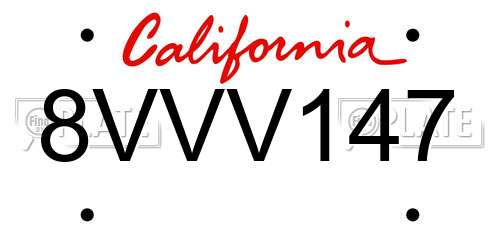 8VVV147 California License Plate