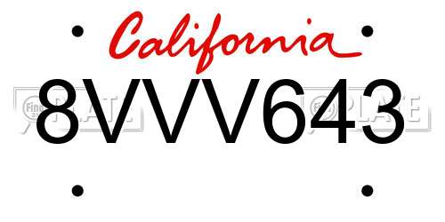 8VVV643 California License Plate
