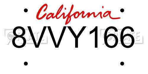 8VVY166 California License Plate