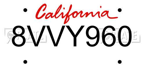 8VVY960 California License Plate