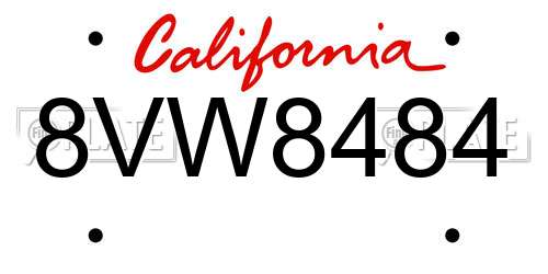 8VW8484 California License Plate