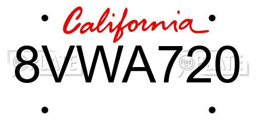 8VWA720 California License Plate