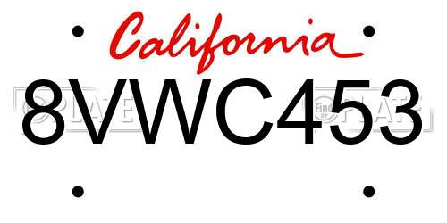 8VWC453 California License Plate