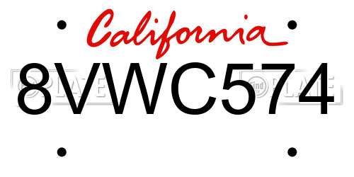 8VWC574 California License Plate