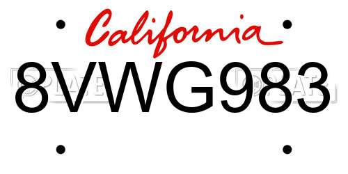 8VWG983 California License Plate