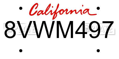 8VWM497 California License Plate