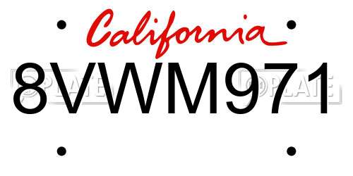 8VWM971 California License Plate